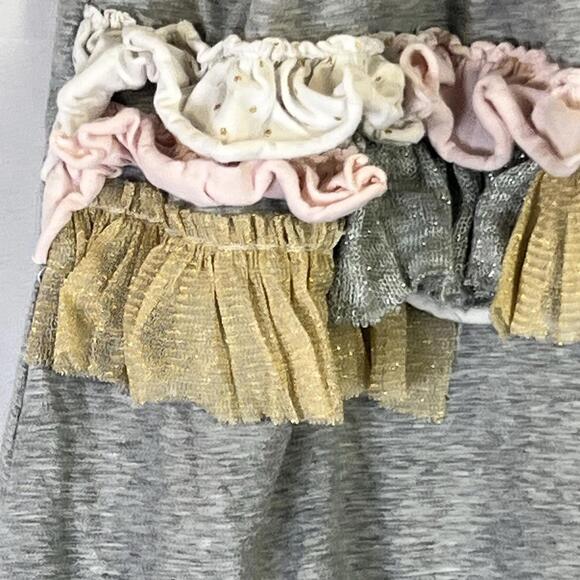 Mud Pie Baby Girl Darling Gray Ruffle Bubble Romper 12-18 Mo EUC SO CUTE - Picture 8 of 9